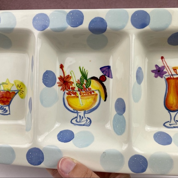 Nantucket Home 3 Section Serving Dish Tray Cocktail Summer Theme Home - Picture 3 of 6